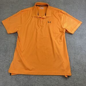 Under Armour Polo Shirt Mens XL Solid Orange‎ Loose Golf Flaws